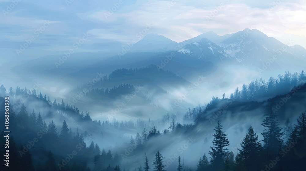 Obraz premium Natural Beautiful Places With Mountain Know Sky Fog