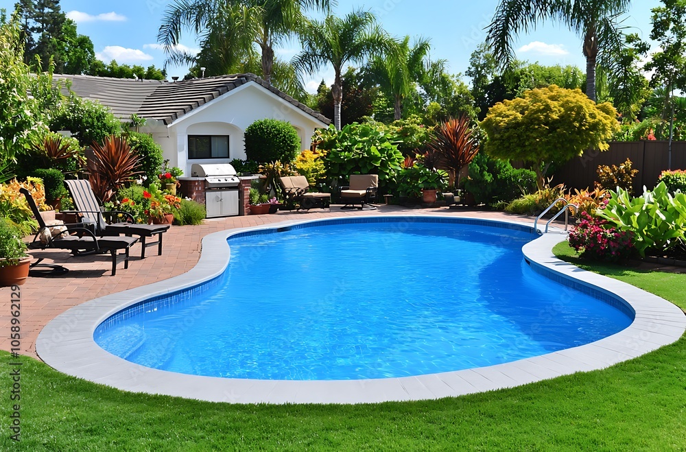 Summer Backyard Poolside Relaxation with Grill Summer Backyard Poolside Relaxation with Grill