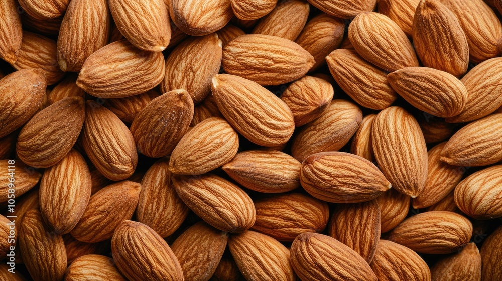 Fototapeta premium Heap Of Raw Almonds Nuts Background