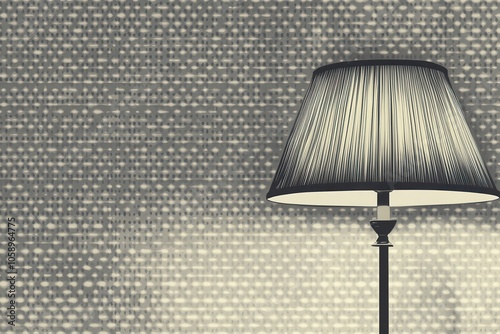 Vintage lamp in distress, retro dot print with soft grey hues, featuring a special lighting effect photo