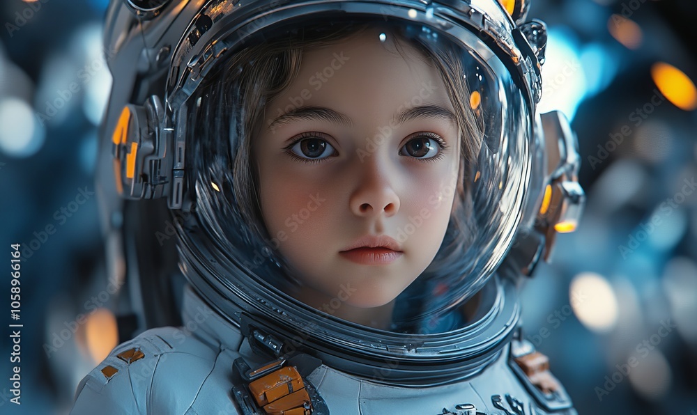 Child Astronaut in Space Suit
