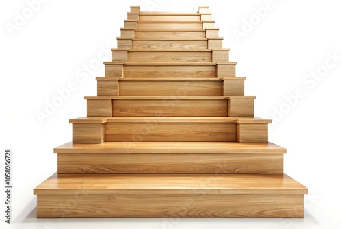 wooden stair isolated on white background