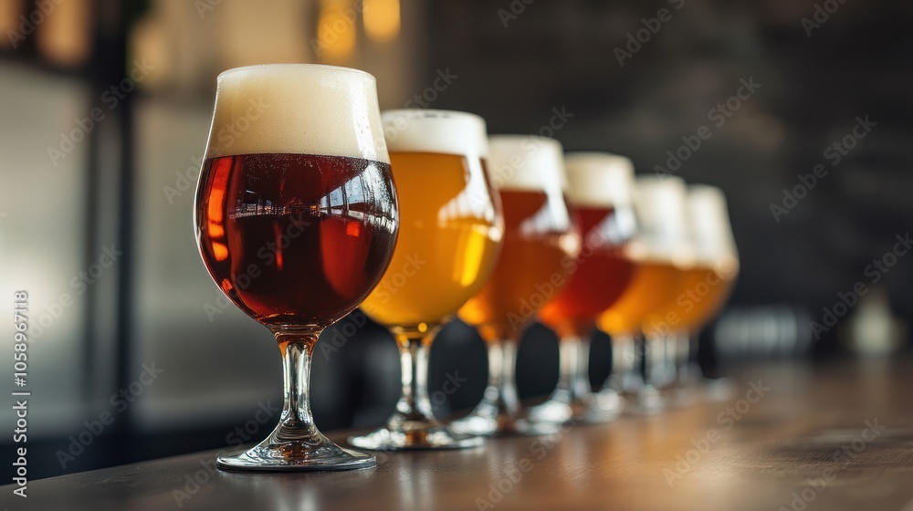 A Row of Beer Glasses A Row of Beer Glasses