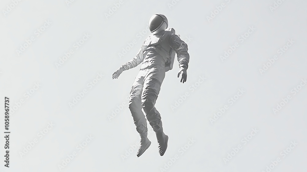 Minimalist Floating Scientist in 3D Space Minimalist Floating Scientist in 3D Space