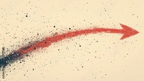 Red Arrow Abstract Art: Minimalist Paint Splatter Design