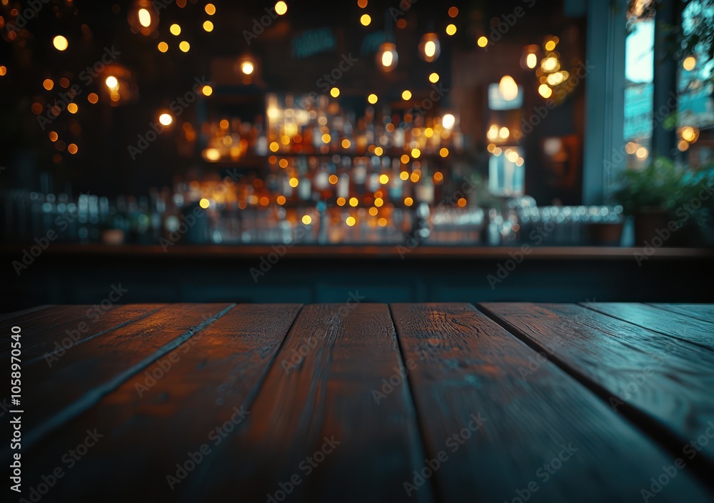 Empty Wooden Bar Counter with Ambient Lighting Empty Wooden Bar Counter with Ambient Lighting