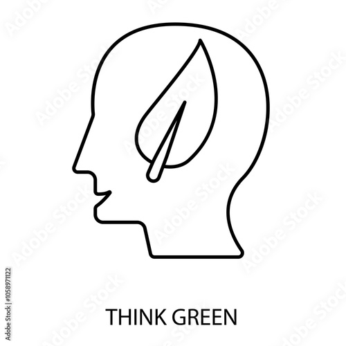 think green concept line icon. Simple element illustration. think green concept outline symbol design.