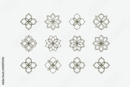 Set of geometric mandala designs vector illustration minimalist, mandala vector set, easily editable file.