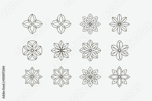 Set of geometric mandala designs vector illustration minimalist, mandala vector set, easily editable file.