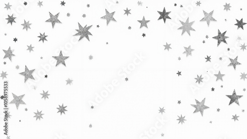 Shimmering Silver Star Confetti: Elegant PNG for Festive Designs, Event Marketing, and Celebratory Content photo