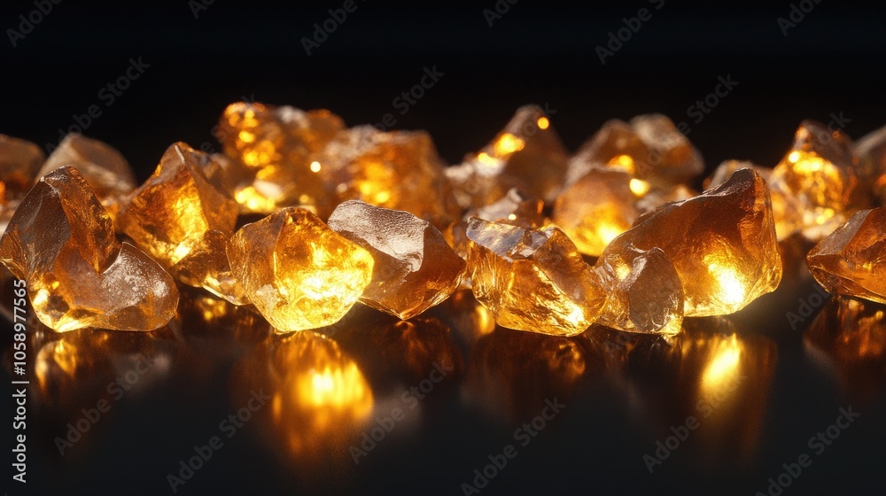 Glimmering gold nuggets lie against a deep black background, their shine captivating and vibrant, evoking wealth and elegance. Glimmering gold nuggets lie against a deep black background, their shine captivating and vibrant, evoking wealth and elegance.