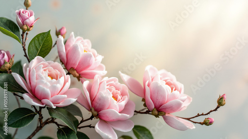 Elegant Magnolia and Peony Floral Arrangement: Perfect for Wedding Invitations, Valentine's Day Promotions, and Greeting Cards