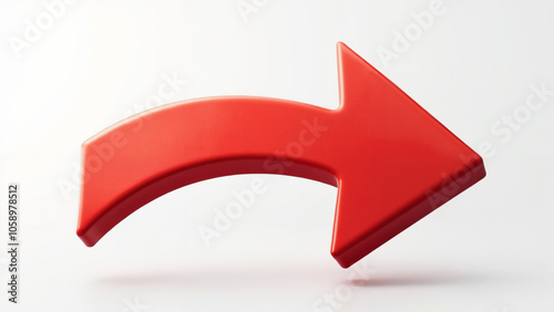 Striking 3D Red Arrow Left Icon: Glossy Finish on Transparent Background for Web Design and UI/UX Projects