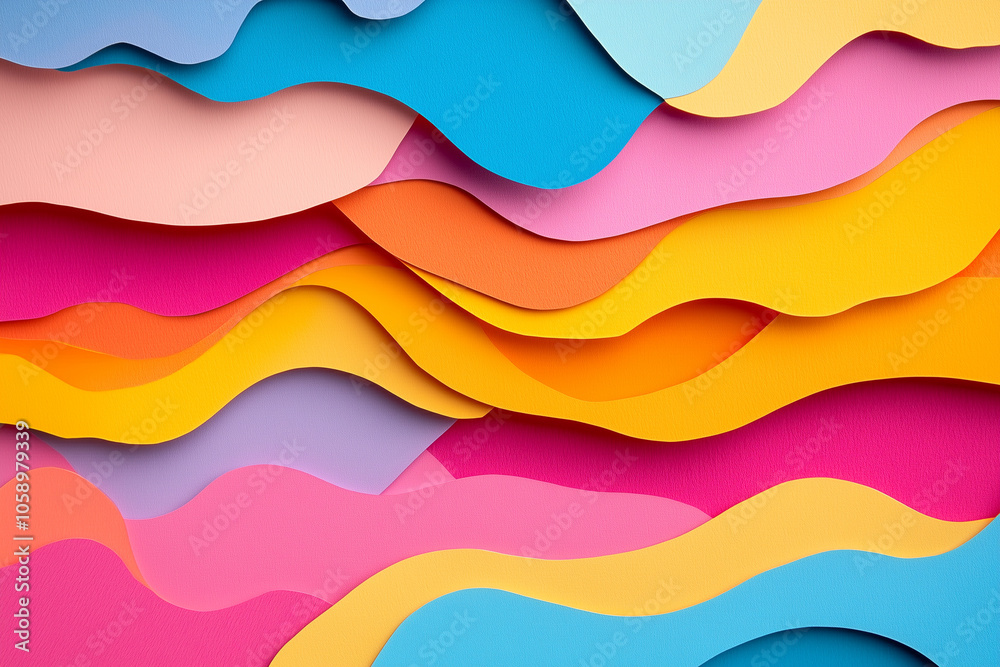 Fototapeta premium Handmade colorful paper cut background in Pop art style