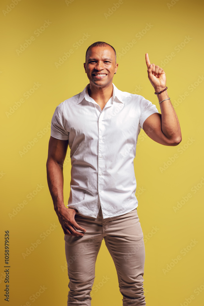 Brazilian man in white button-down shirt Brazilian man in white button-down shirt