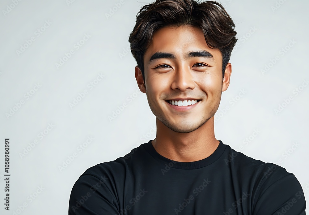 Portrait of a handsome young man smiling at the camera on a white background Portrait of a handsome young man smiling at the camera on a white background