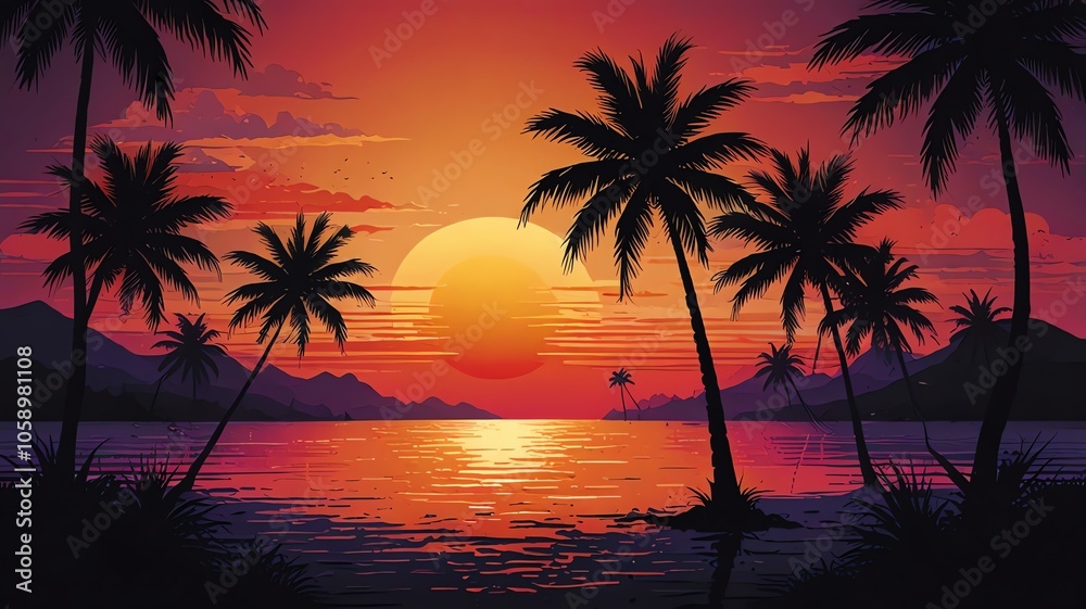 Sunset over Tropical Beach Sunset over Tropical Beach