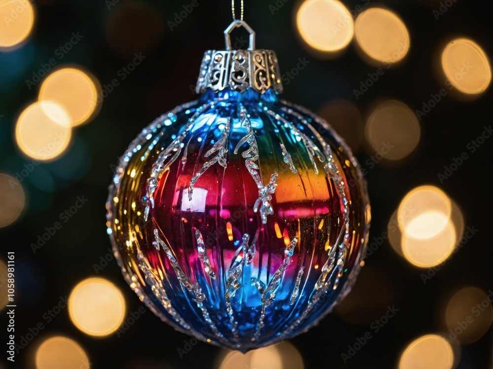 Fototapeta premium A unique Christmas ornament with intricate patterns and rich colors, capturing the festive spirit and adding elegance and charm to holiday decorations