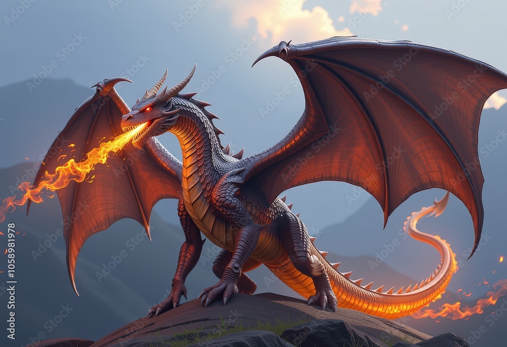 Naklejka premium dragon in the night