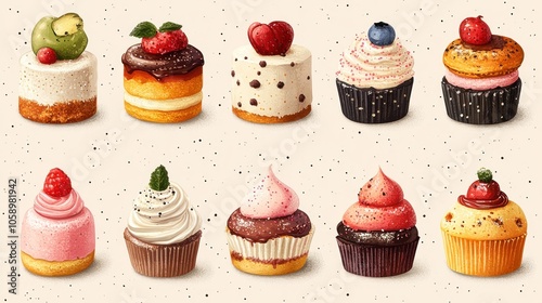 Assortment of Delicious Cupcakes