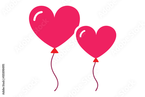 Valentine's Day Heart Balloons Vector: Cute and Festive Illustrations for Romantic Celebrations and Joyful Decor