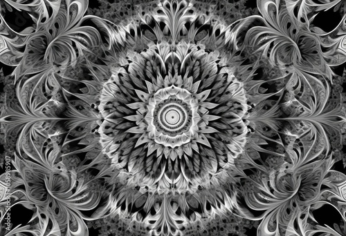 Mesmerizing Black and White Fractal Art for Creative Design Masterpieces and Psychedelic Appare photo