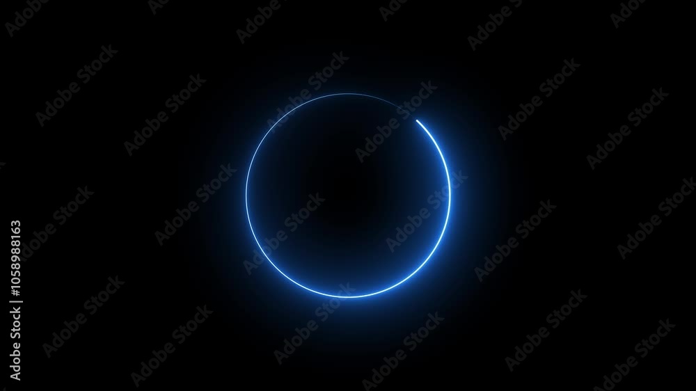 neon glow flowing circle animation on black background. neon glowing circle frame animation. Abstract seamless loop neon circle. neon glow flowing circle animation on black background. neon glowing circle frame animation. Abstract seamless loop neon circle.