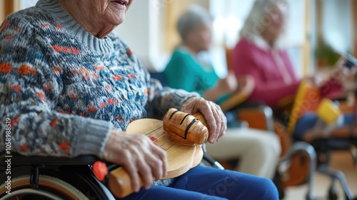 Elderly Person Engaging in Activity in Wheelchair