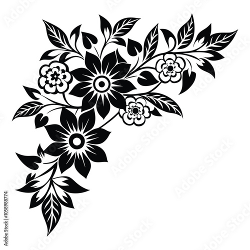 vector flower design corner shape the floral simple