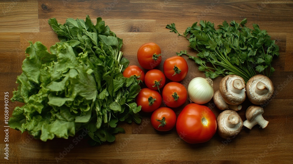 Fresh Vibrant Vegetable and Herb Arrangement Fresh Vibrant Vegetable and Herb Arrangement