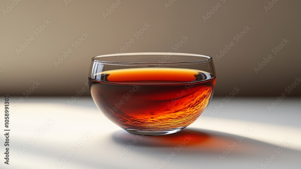A Glass of Amber Liquid with Sunlight Reflecting on the Surface A Glass of Amber Liquid with Sunlight Reflecting on the Surface