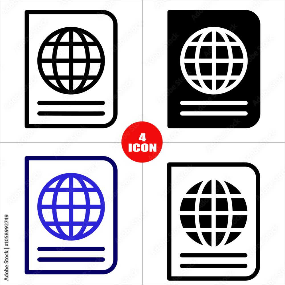 International Passport Icon with 4 Style International Passport Icon with 4 Style