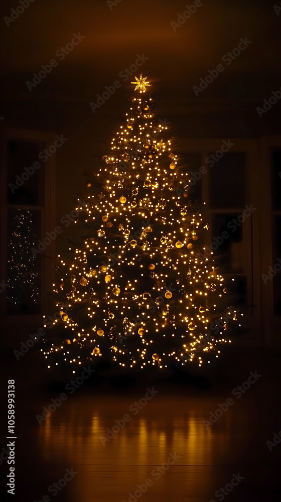 Christmas tree bathed in soft, warm light Christmas tree bathed in soft, warm light