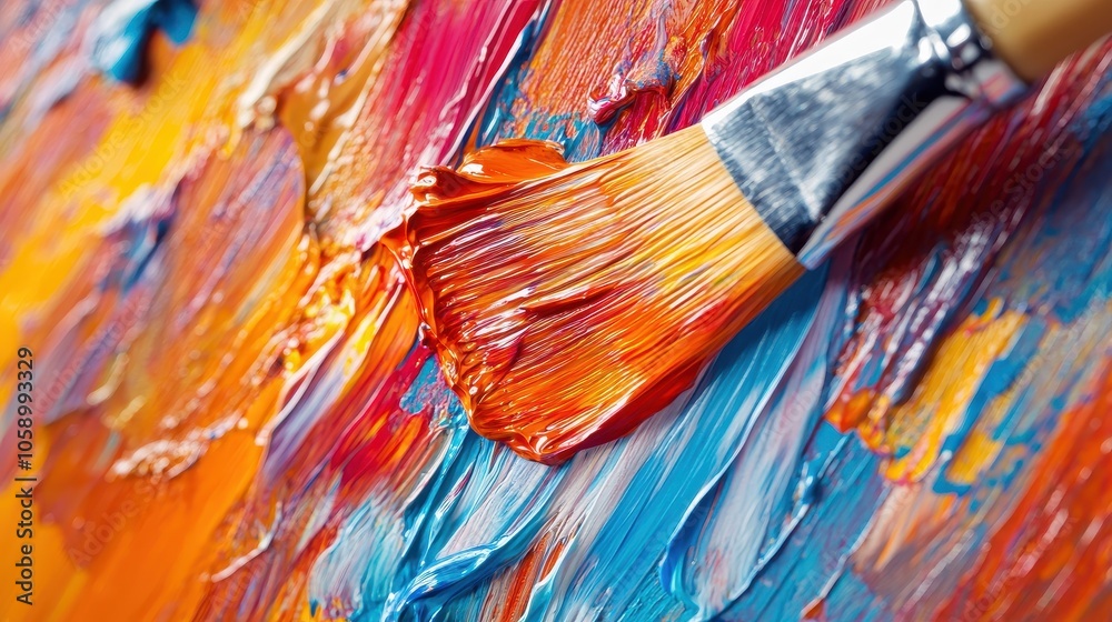 Detailed Application of Paint with Brush on Canvas Detailed Application of Paint with Brush on Canvas
