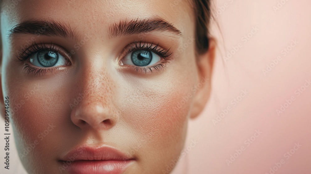 Close-up of a woman's face highlighting smooth skin, symbolizing rejuvenation and youth. Close-up of a woman's face highlighting smooth skin, symbolizing rejuvenation and youth.