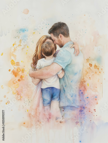 a family holding each other close