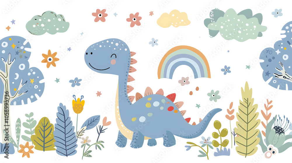 Obraz premium Cute Dinosaur Kids Illustration