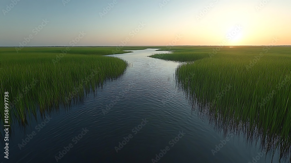 Tranquil Meadow with Tall Grass at Sunset Tranquil Meadow with Tall Grass at Sunset