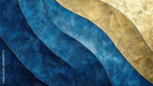 Beautiful Textured Abstract Background in Blue and Gold