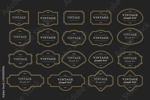 Elegant set of vintage retro frames on black background with text. Vector illustration