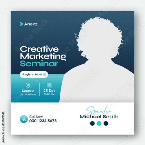 Online webinar or conference invitation social media post banner design template for corporate business agency