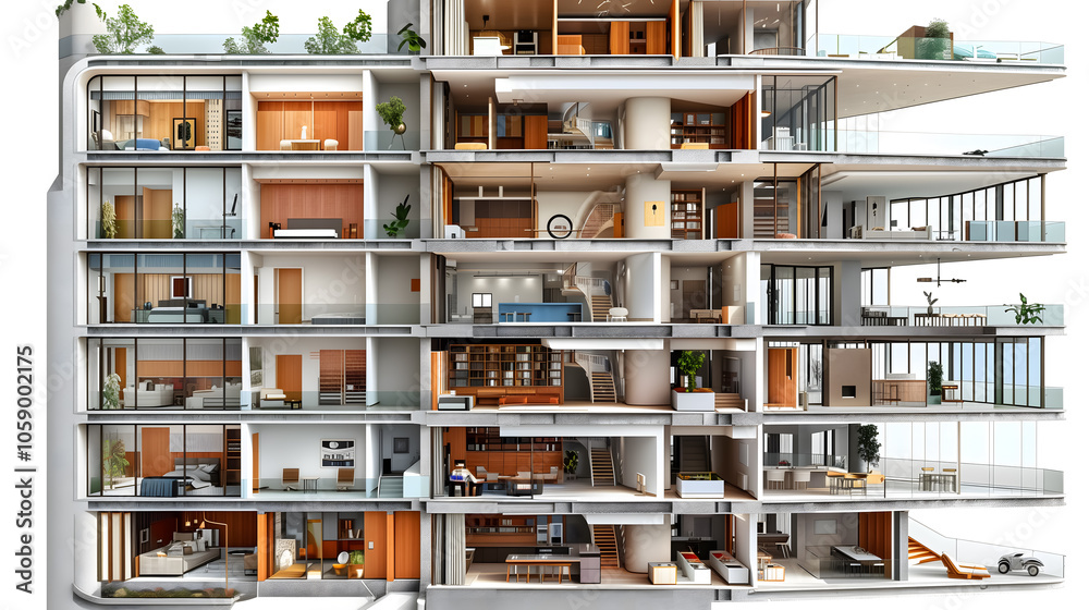 Cross-Section View of Stylish Apartments Cross-Section View of Stylish Apartments