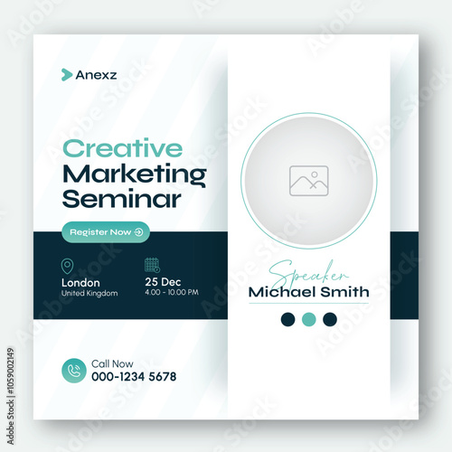 Online webinar or conference invitation social media post banner design template for corporate business agency