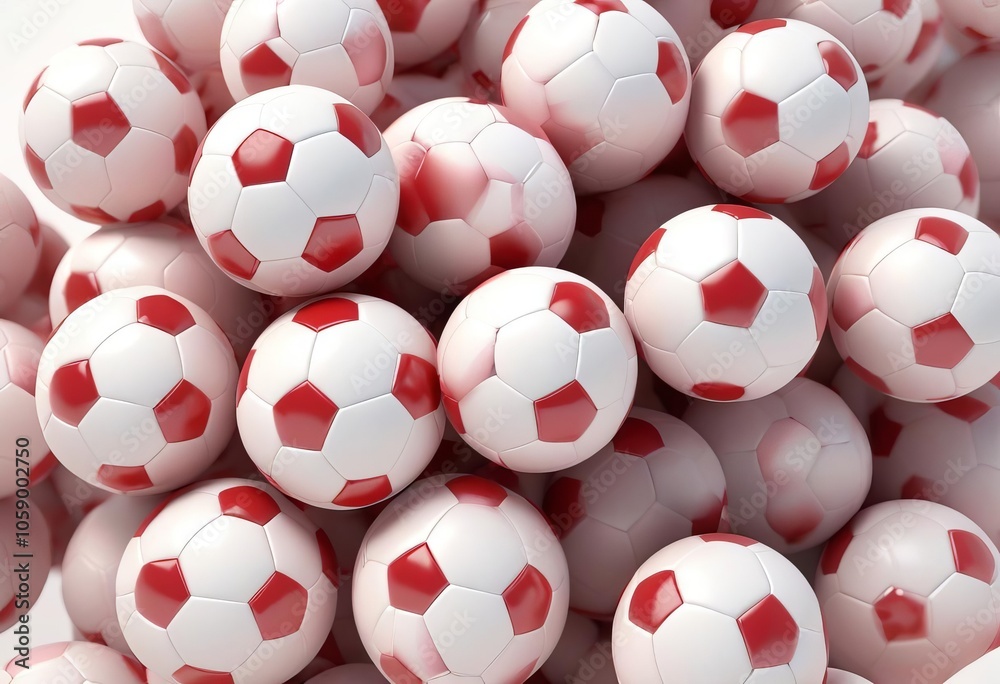 Stunning High-Resolution 3D Soccer Ball Composition with Vibrant Red Accent Stunning High-Resolution 3D Soccer Ball Composition with Vibrant Red Accent