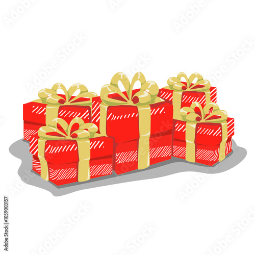 Vector illustration of gift boxes with ribbon