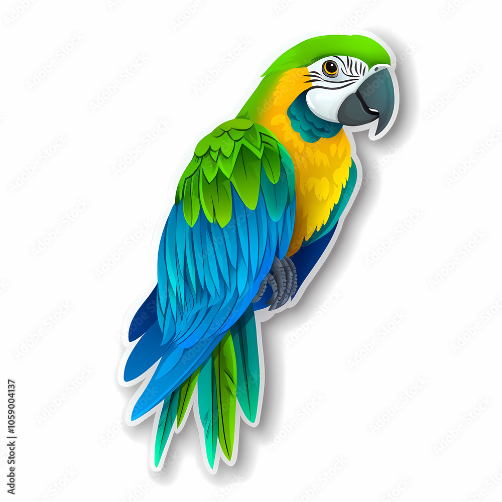 Fototapeta premium Cute Cartoon Parrot Illustration in Vibrant Colors
