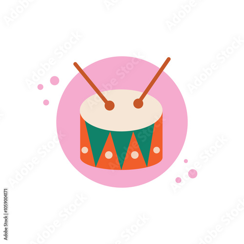 Colorful bongos on isolated white background. Musical instrument. Bongos icon. Vector illustration cartoon flat style.