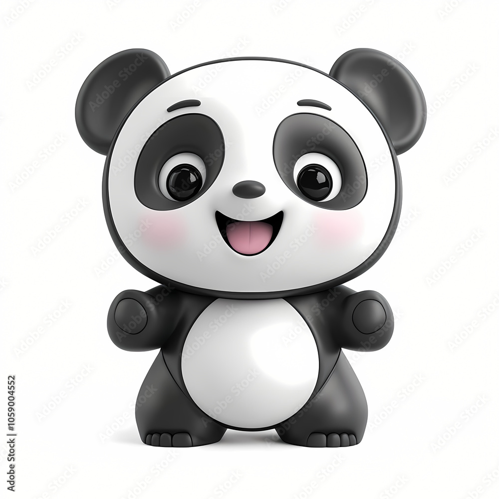 Naklejka premium Cute Cartoon Panda Illustration in 3D Style