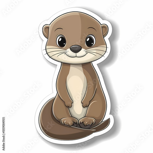 Cute Cartoon Otter Illustration in 3D Style photo