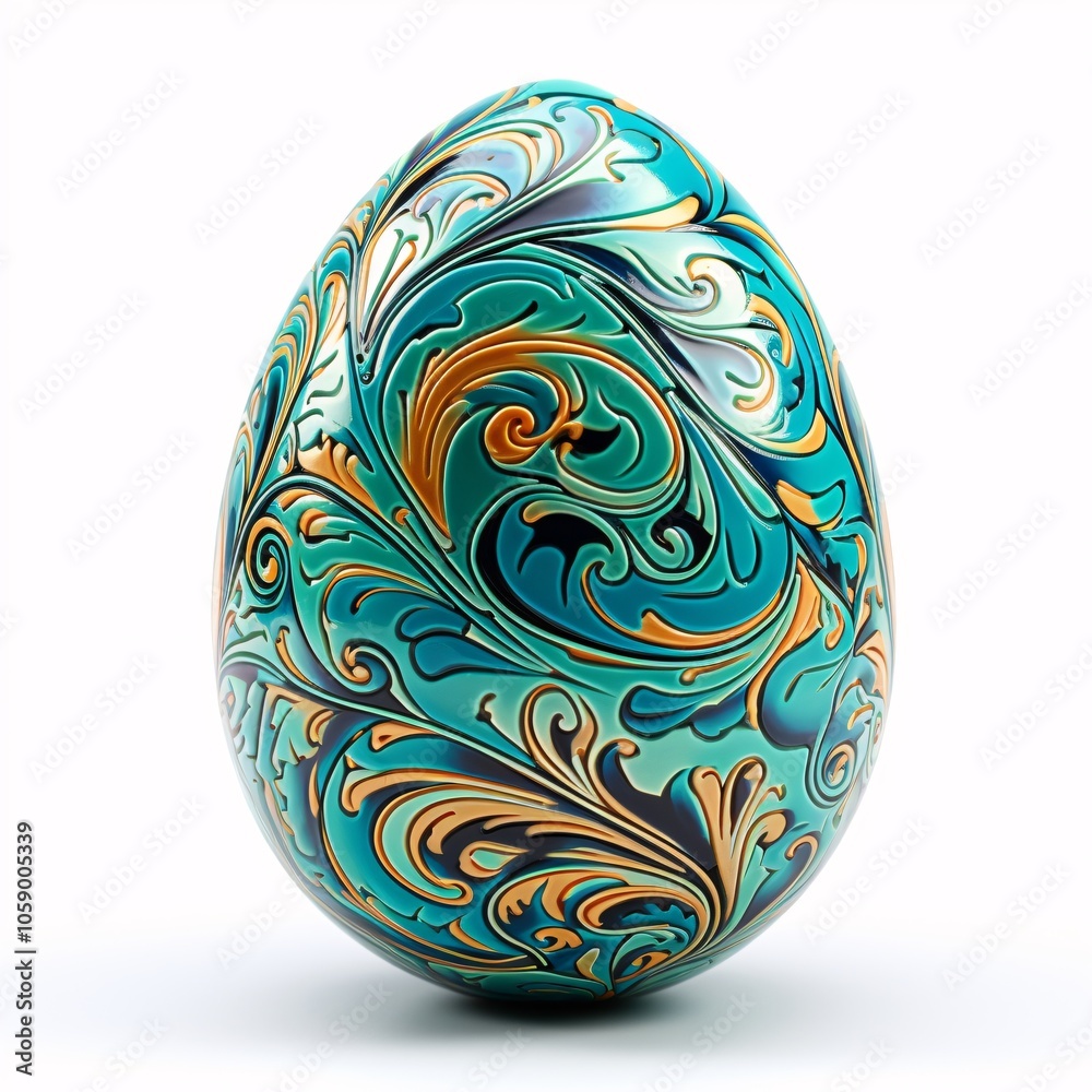 Fototapeta premium Cool Easter Egg Isolated on White Background